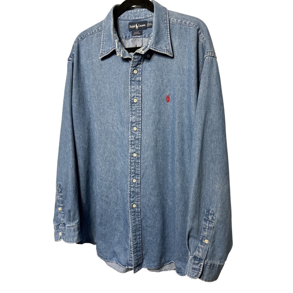 VTG Ralph Lauren Blake Denim Shirt EUC‎ Men's Size XXL